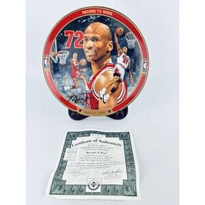 Michael Jordan Record 72 WINS Bradford Exchange Upper Deck Collectible Plate Vtg